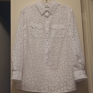 Dana Buchman White Textured Men's Shirt